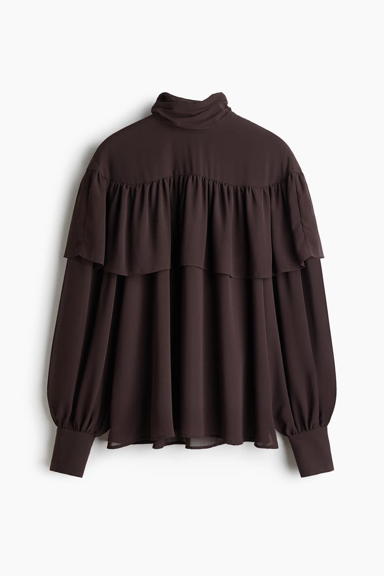 Balloon-Sleeved Blouse, Alternate, color, Dark brown