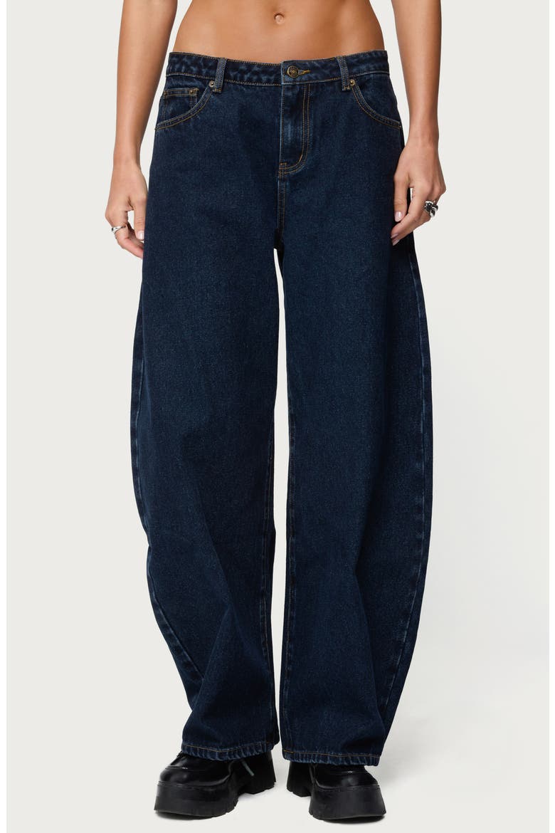 Jillian Low Rise Barrel Jeans, Main, color, DARK-BLUE
