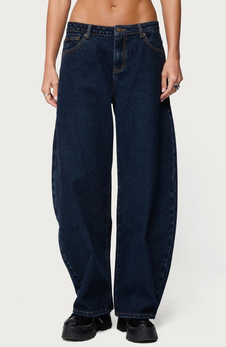EDIKTED Jillian Low Rise Barrel Jeans, Main, color, 