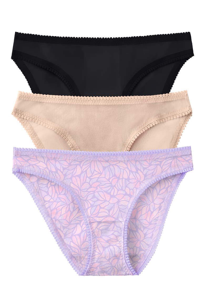 3-Pack Mesh Hip Bikinis, Main, color, WTCLR FLORAL/CHMPGN/BLACK