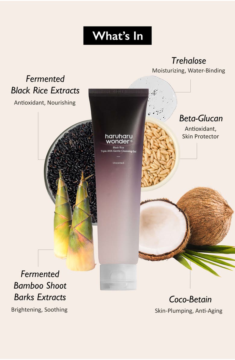 haruharu wonder Black Rice Triple AHA Gentle Cleansing Gel, Alternate, color, NO COLOR