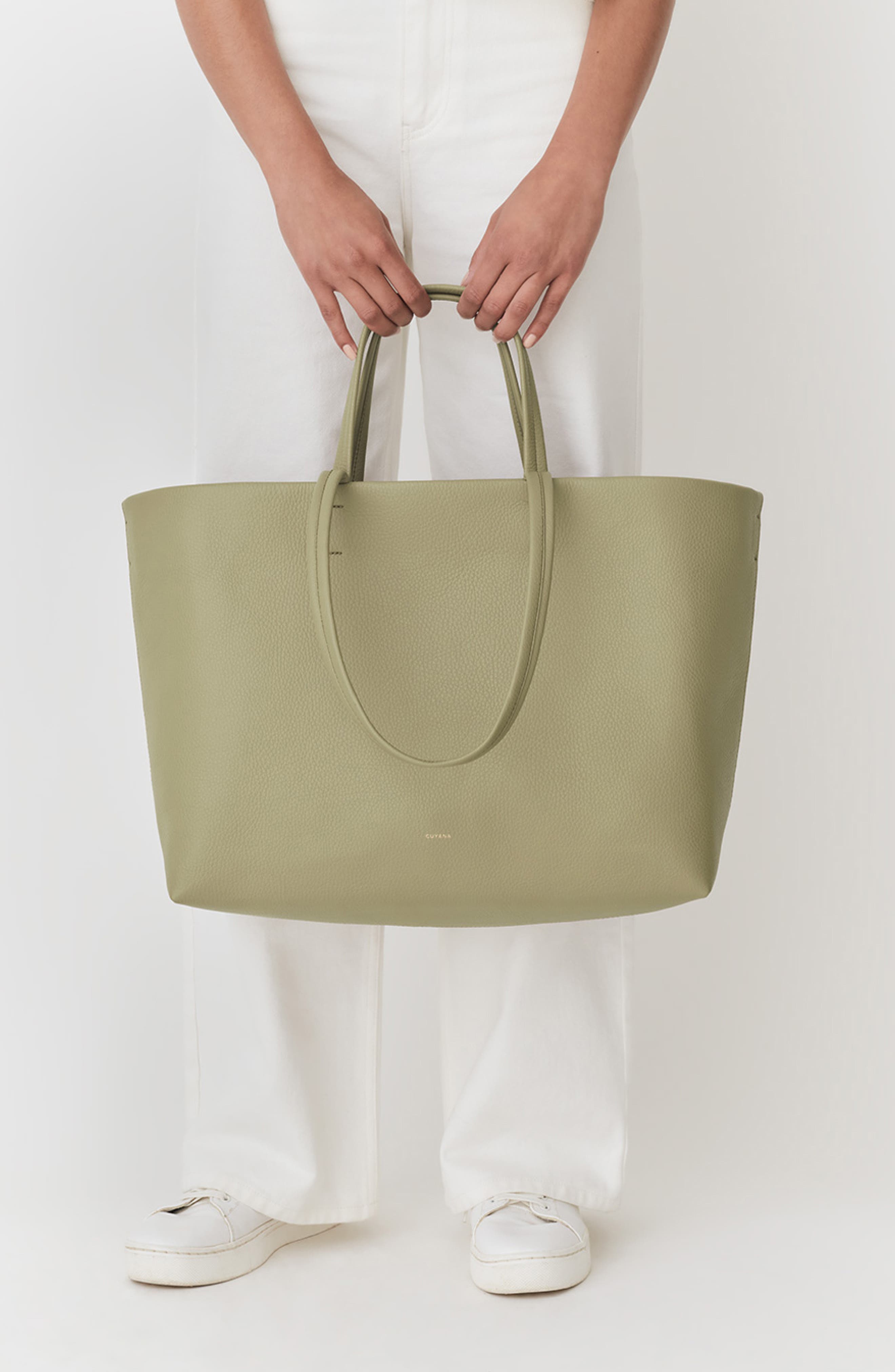 Cuyana Classic Easy Leather Tote, Alternate, color, Sage