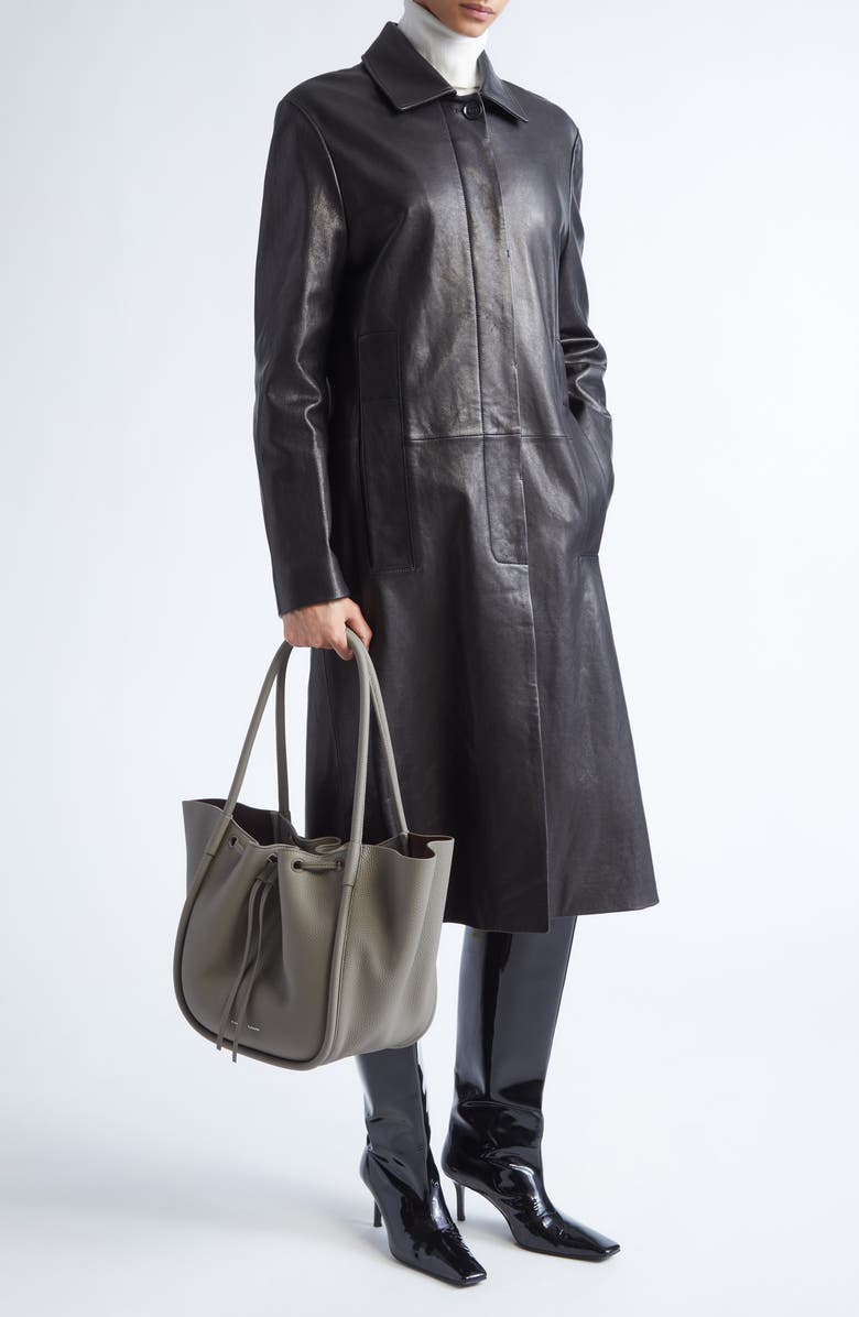 Proenza Schouler Nissi Leather Coat, Alternate, color, Black