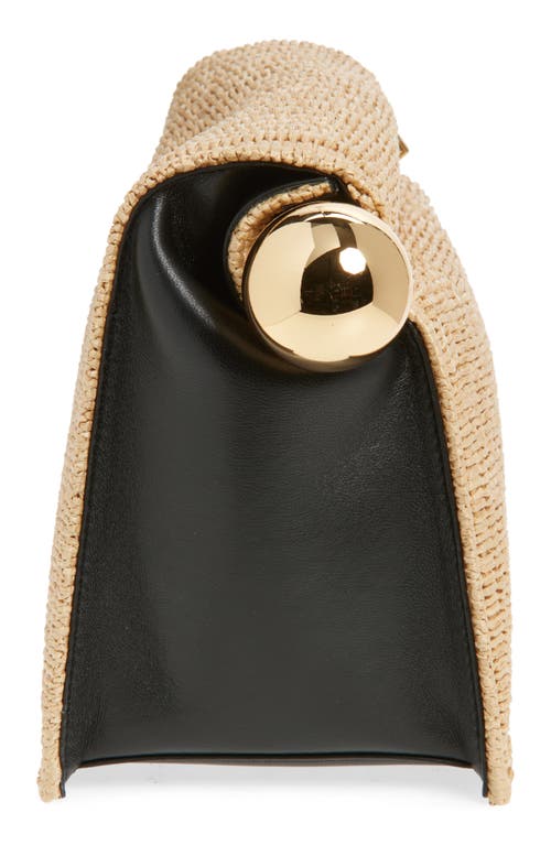Shop Jacquemus La Pochette Rond Carré Raffia Clutch In Natural/black 1fy