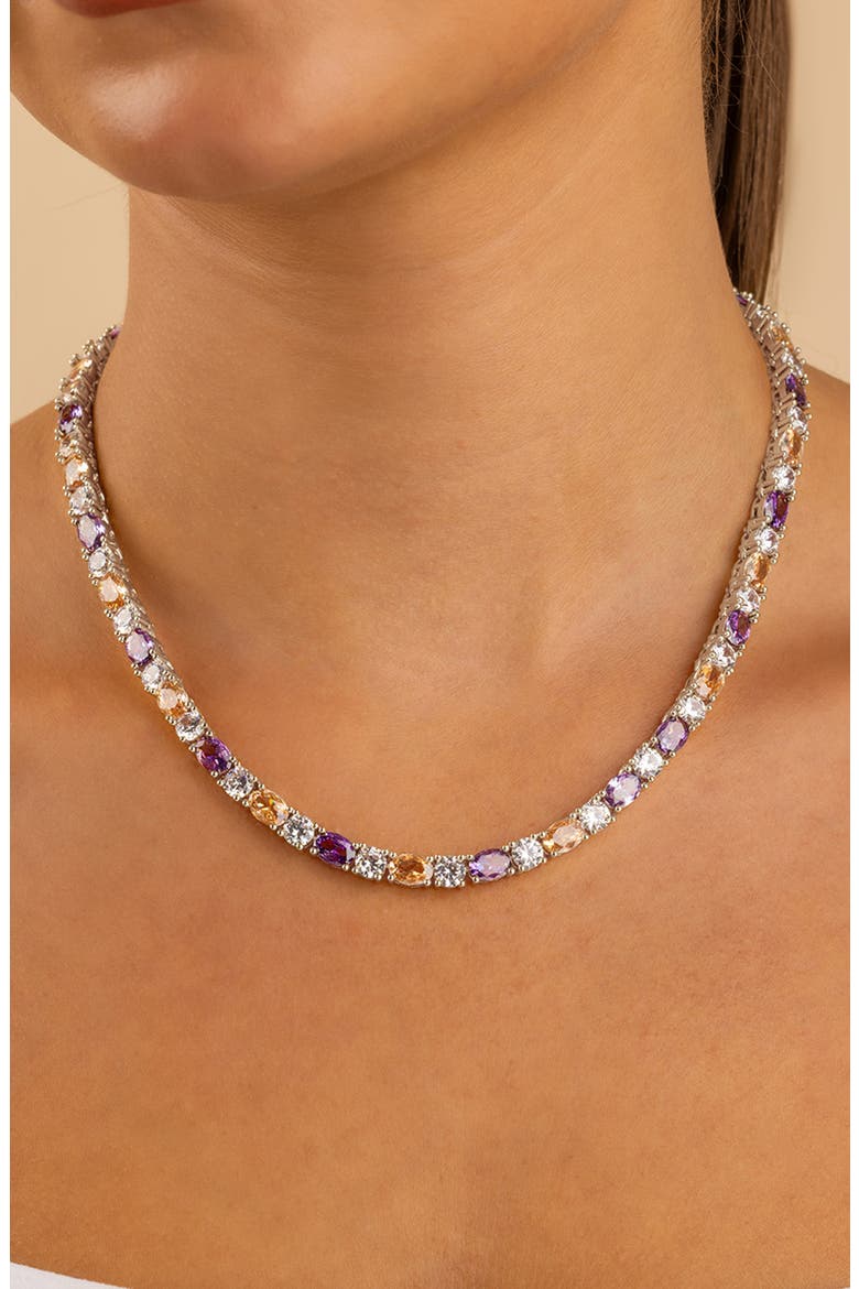 Ophelia Tennis Necklace, Alternate, color, SILVER