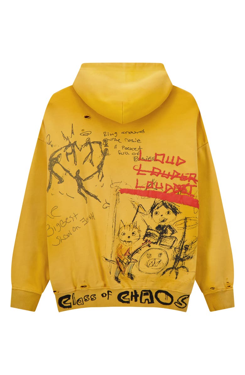 Rolling Loud Class of Chaos Oversize Cotton Blend Graphic Hoodie, Alternate, color, Washed Yellow