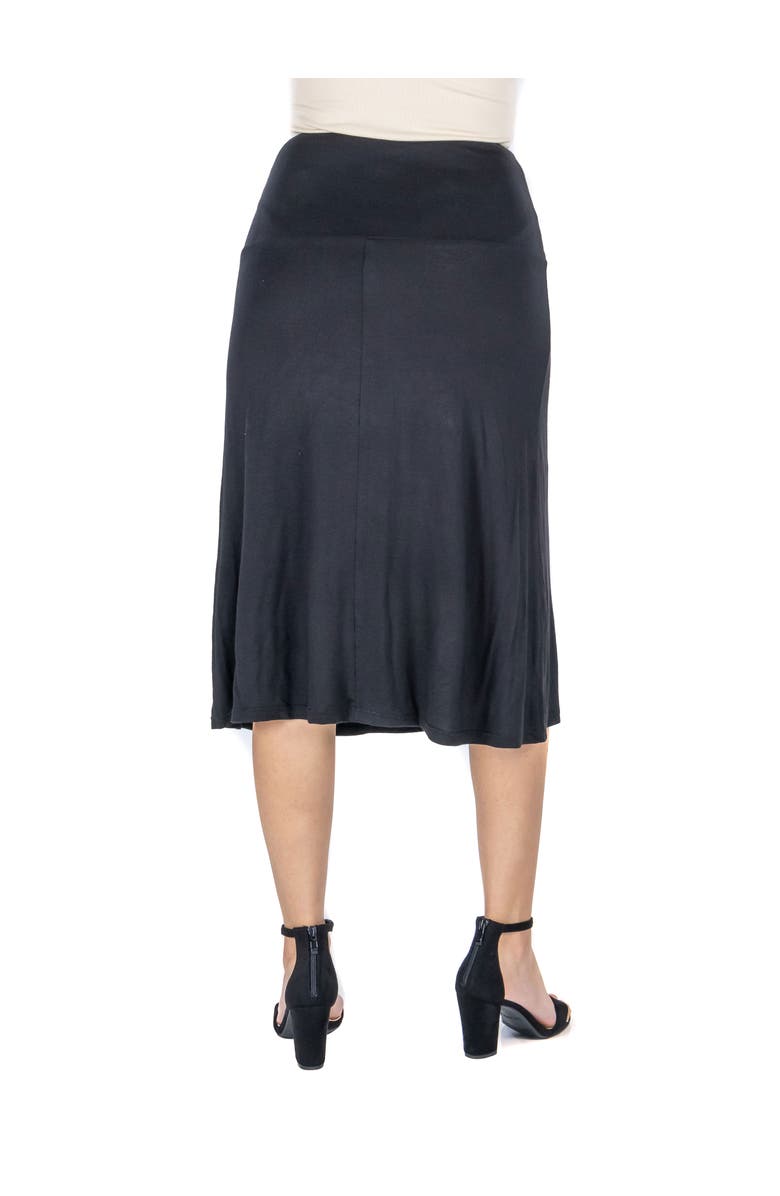 24seven Comfort Apparel Maternity A-Line Elastic Waist Knee Length Skirt, Alternate, color, Black