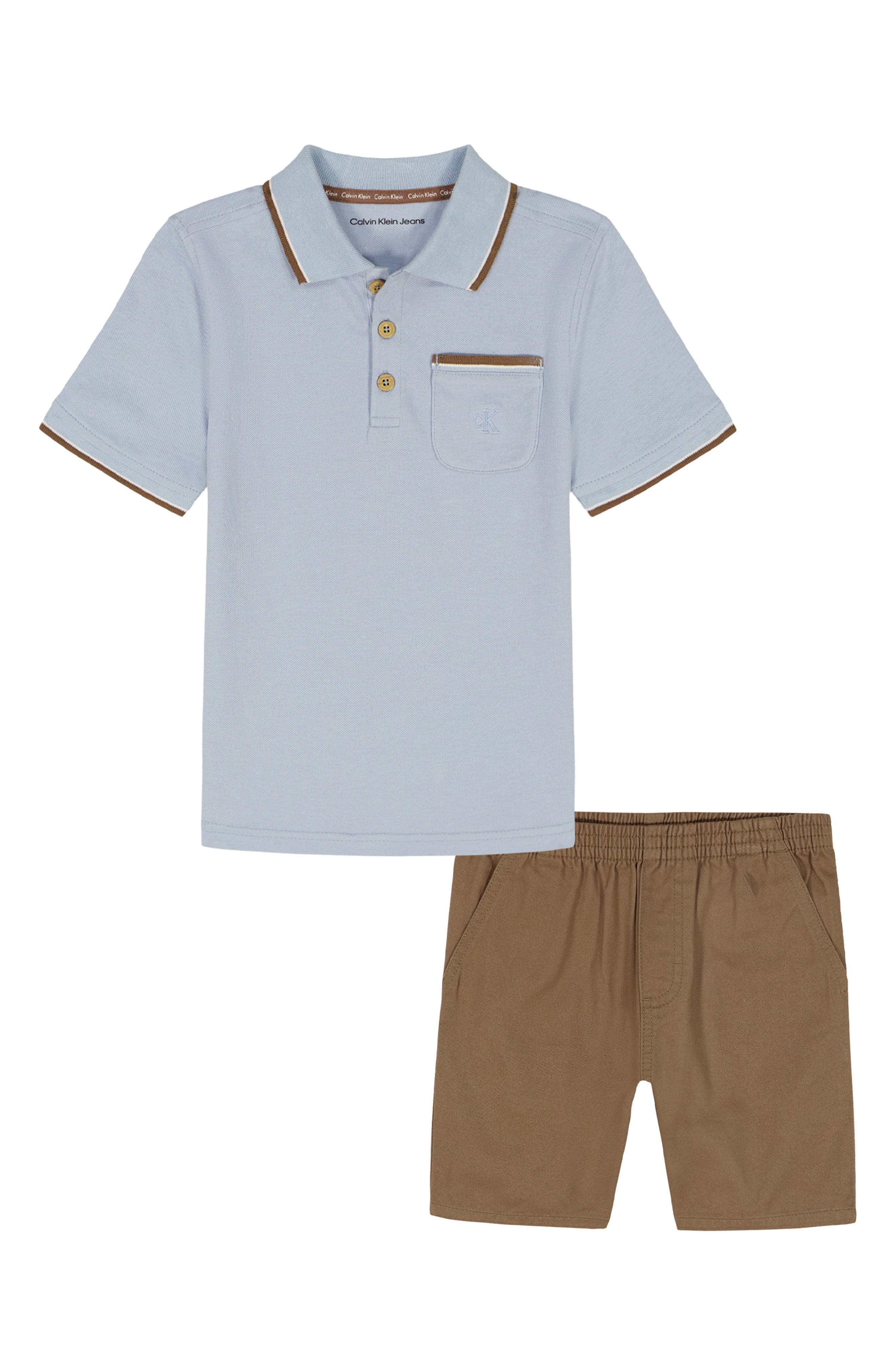 Calvin Klein Tipped Cotton Polo & Shorts Set