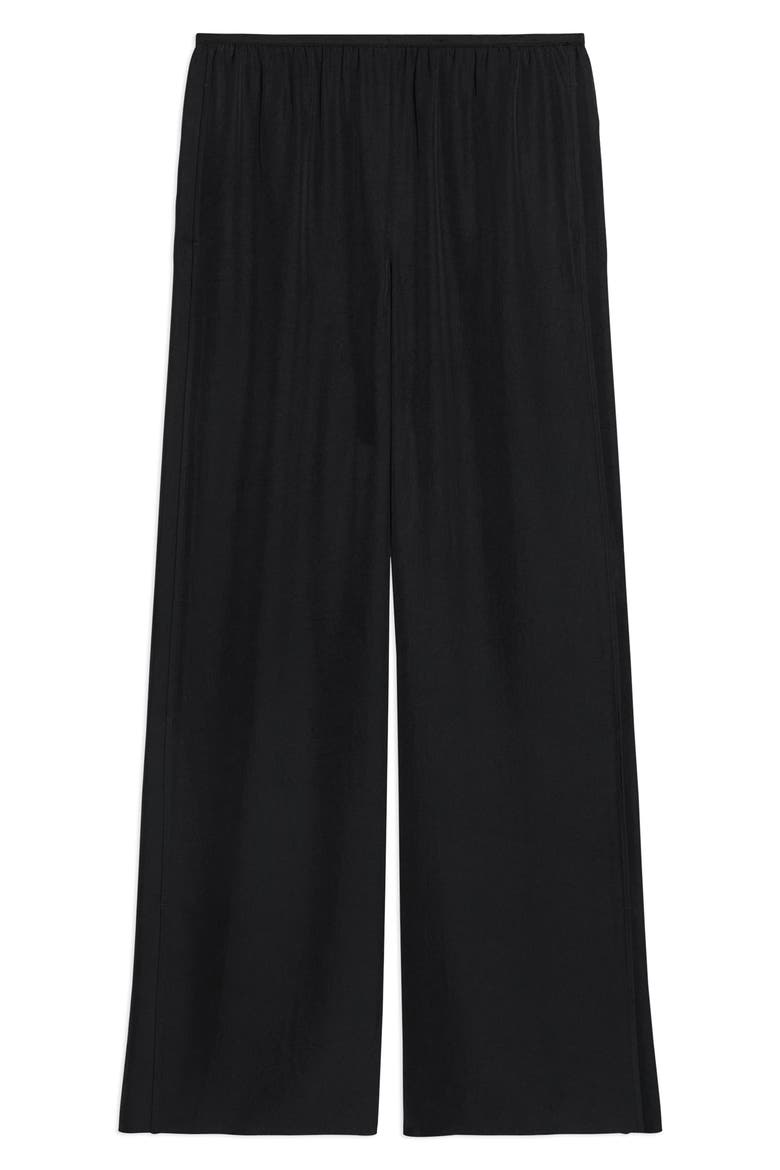 Slit Hem Wide Leg Pants, Alternate, color, BLACK