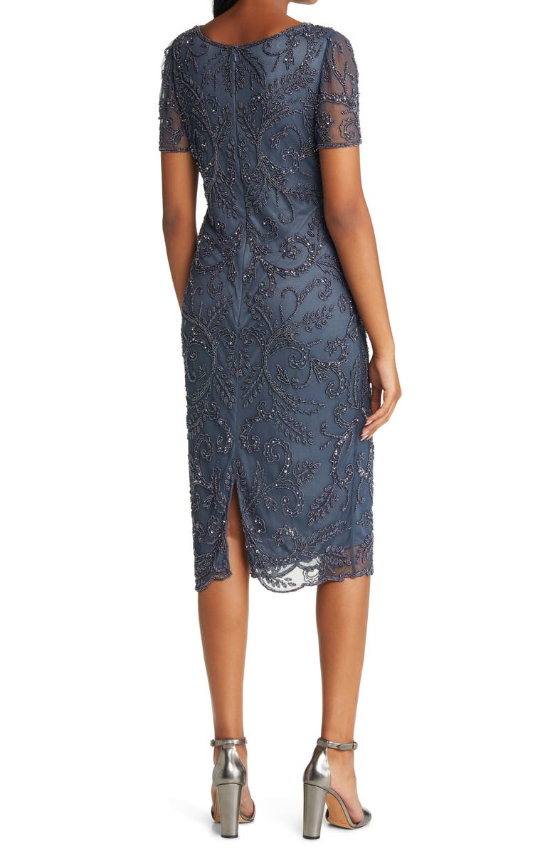 Pisarro Nights Beaded Illusion Neck Dress, Alternate, color, 