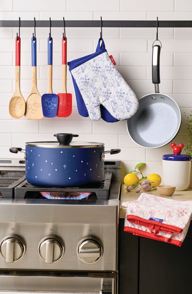 Disney Mickey Bon Voyage Set of 2 Wood Utensils, Alternate, color, Blue/ Red