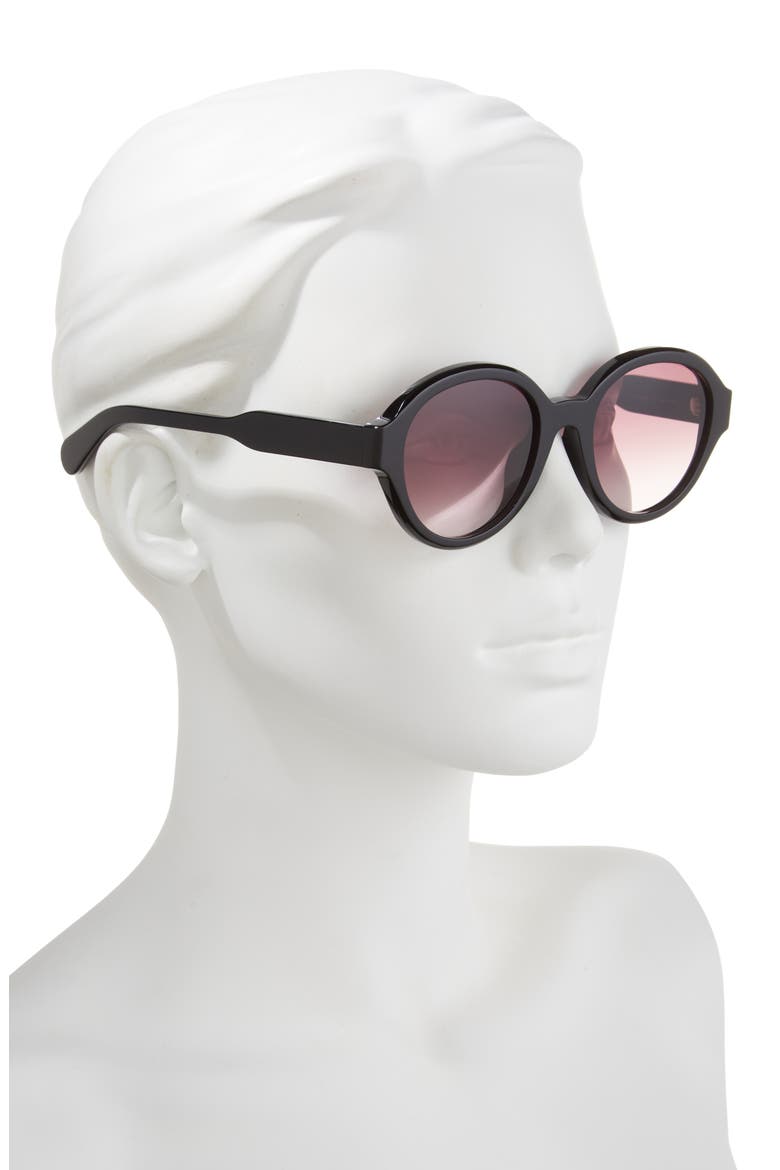 54mm Round Sunglasses, Alternate, color, BLACK BLACK RED