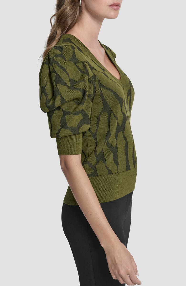 DKNY Texture Puff Sleeve Sweater, Alternate, color, Dark Olive