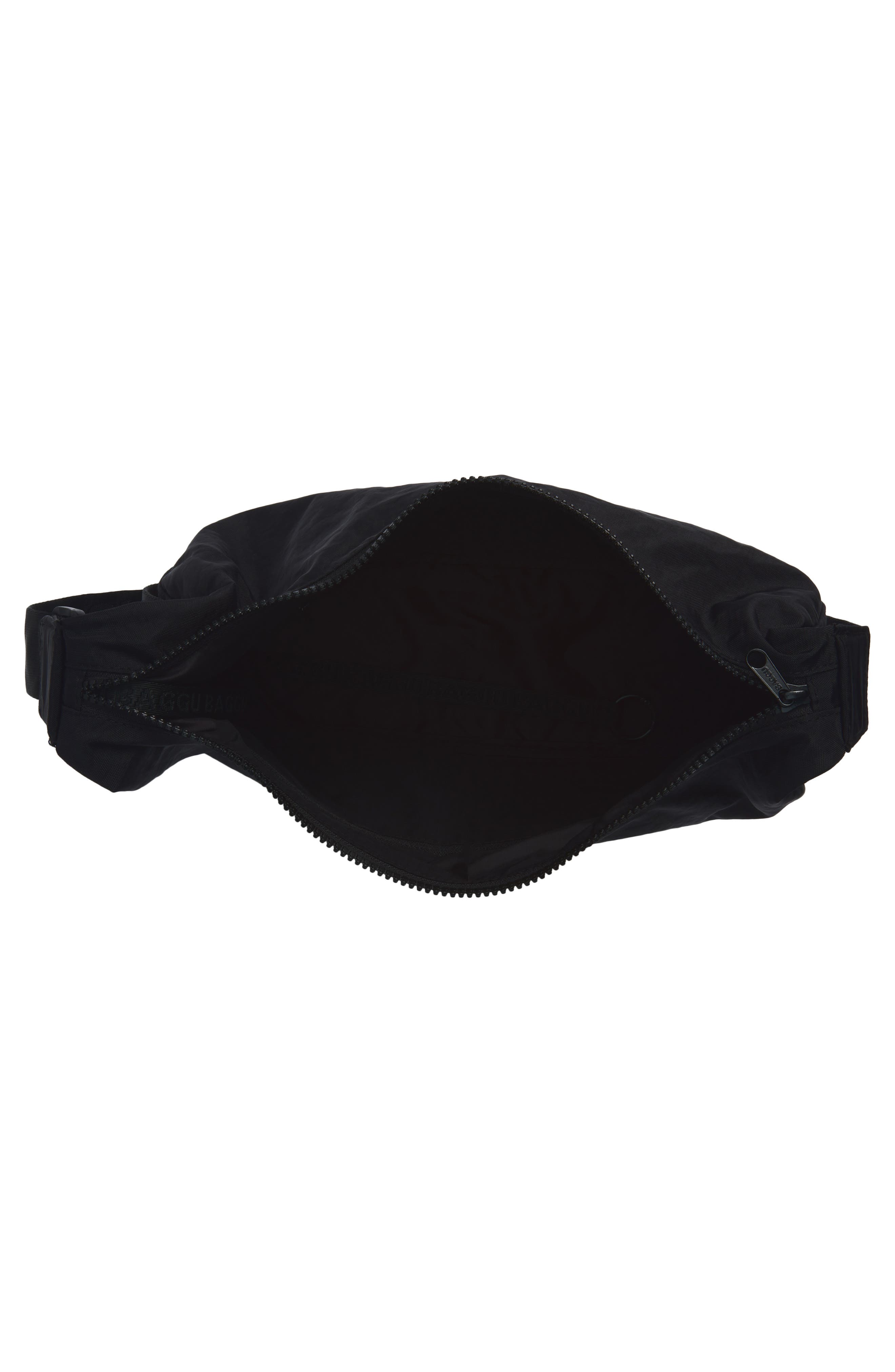 Medium Crescent Recycled Nylon Crossbody Bag, Alternate, color, BLACK