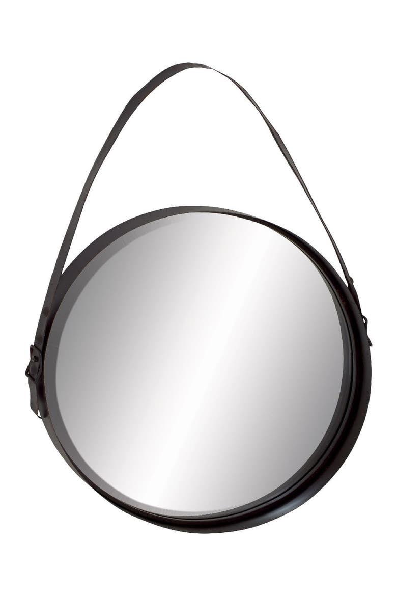 Black Iron Industrial Wall Mirror, Alternate, color, BLACK