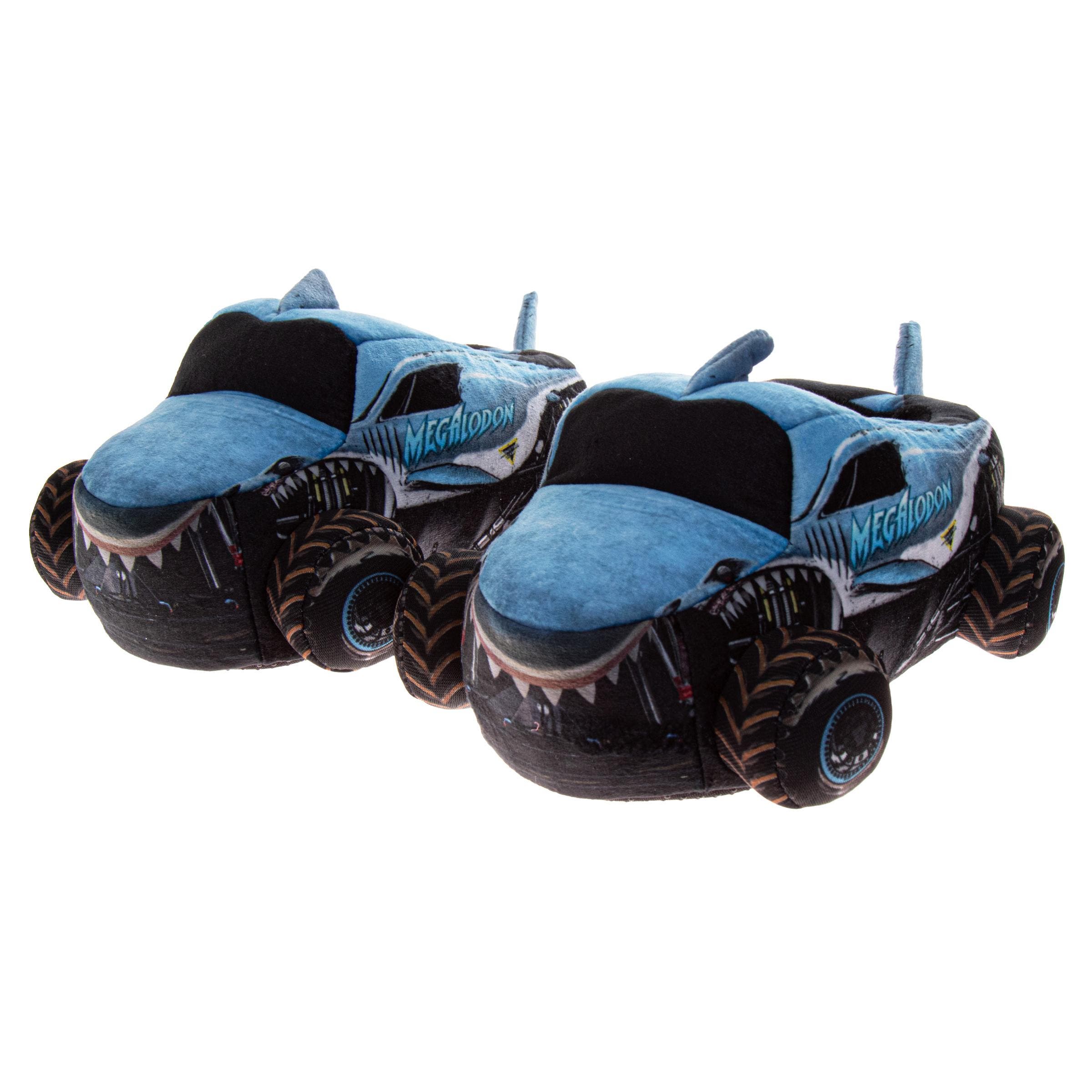 Monster Jam "Megalodon" Boys' 3D Plush Slippers, Main, color, Blue Black