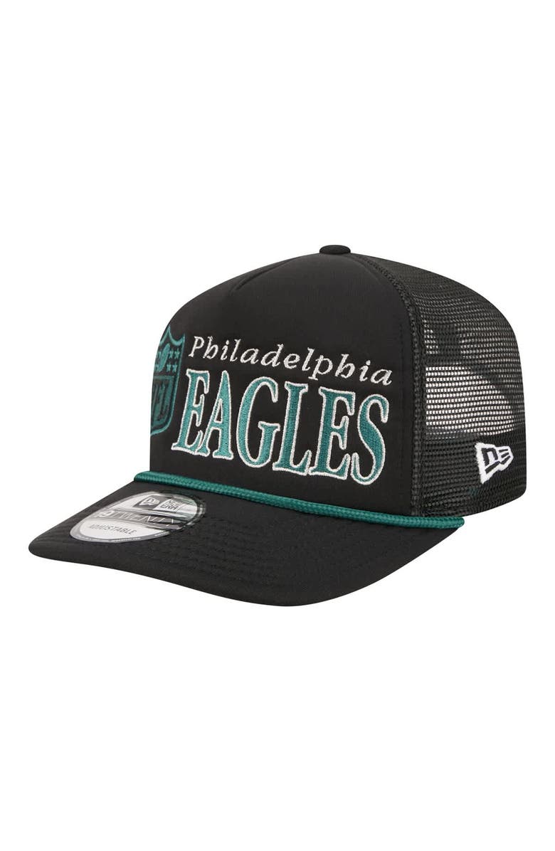 New Era Men's New Era Black Philadelphia Eagles Throwback Foam 19TWENTY Adjustable Hat, Alternate, color, Black