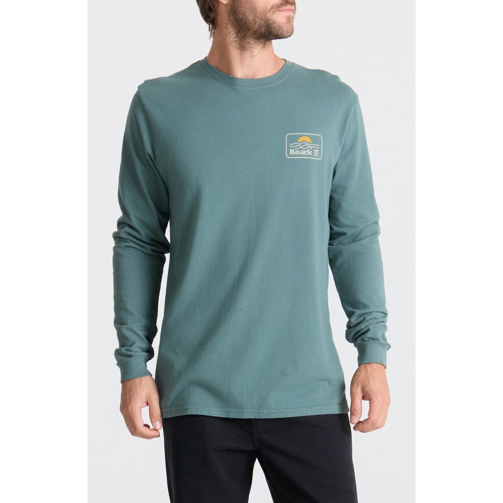 Roark Earth Sea Long Sleeve Cotton Graphic T-shirt In Green