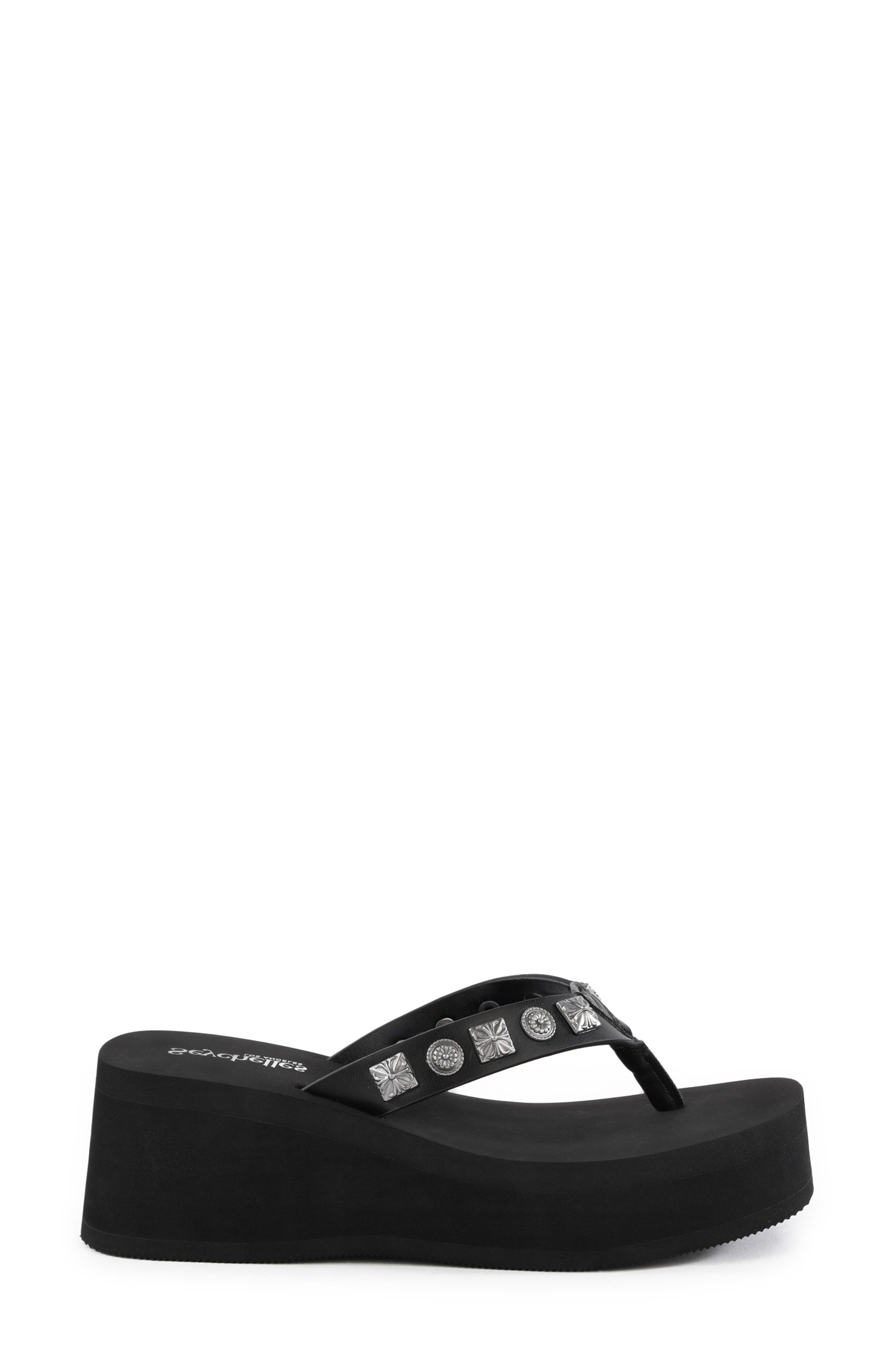 Skyscraper Platform Flip Flop, Alternate, color, BLACK