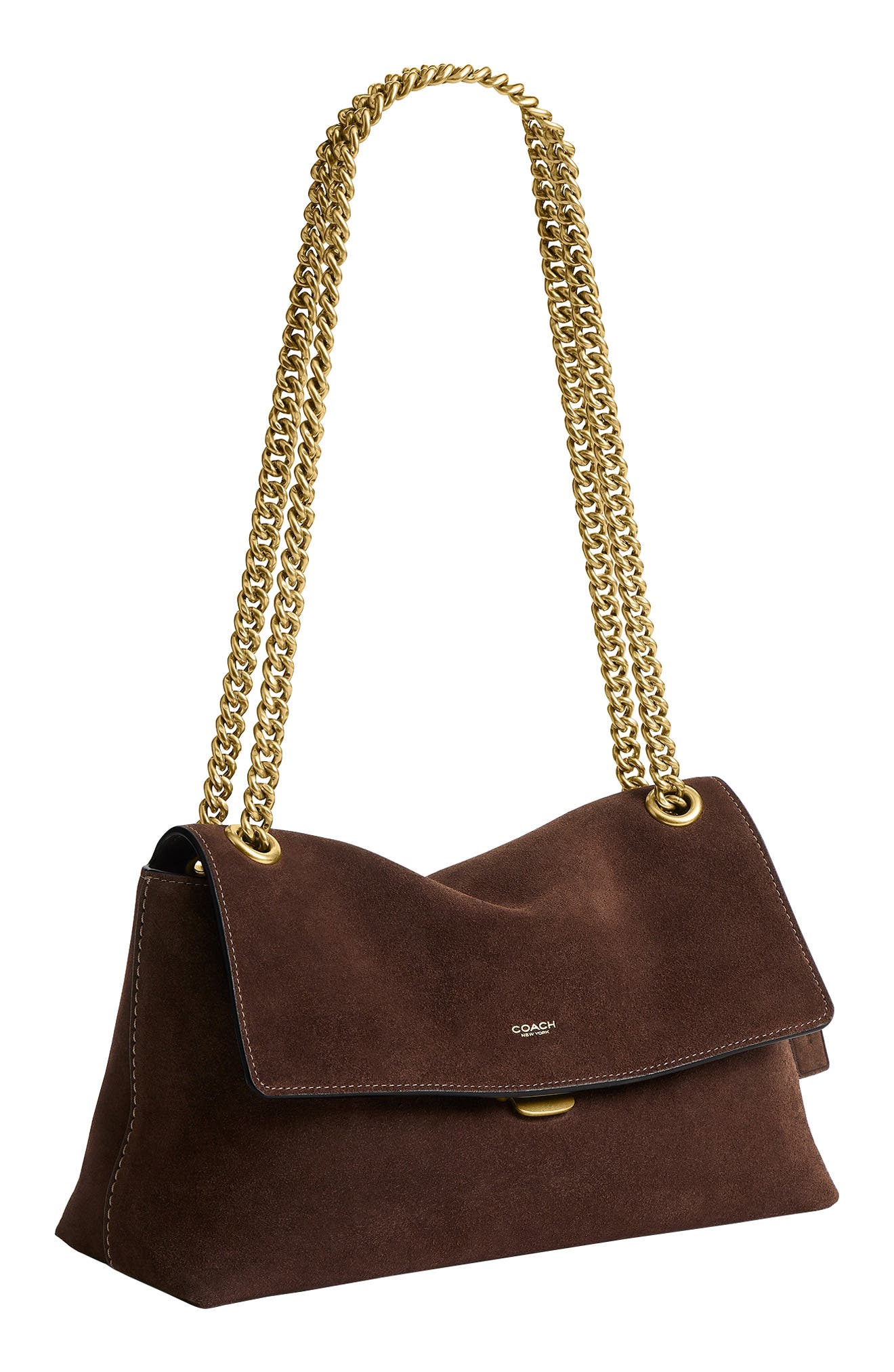 Chelsea 30 Suede Shoulder Bag, Alternate, color, DARK CHOCOLATE
