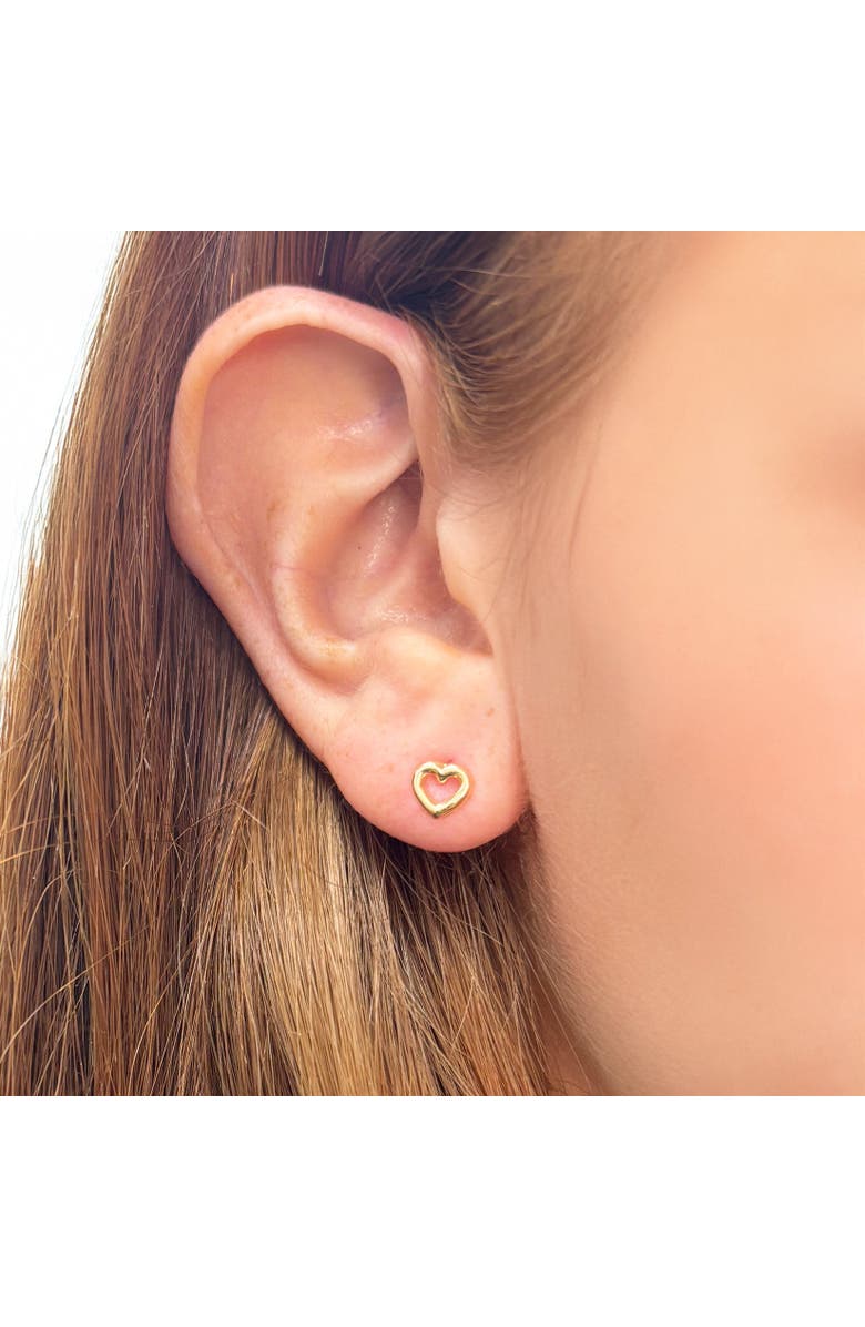 The Lovery Fine Jewelry Baby Open Heart Screw Back Stud Earrings, Alternate, color, Yellow Gold