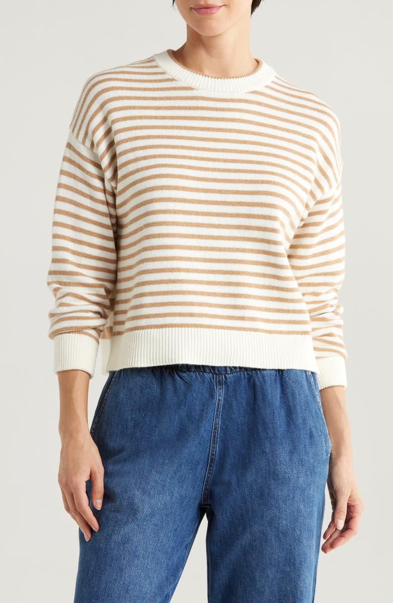 Marine Layer Suki Stripe Cotton Crewneck Sweater, Main, color, 