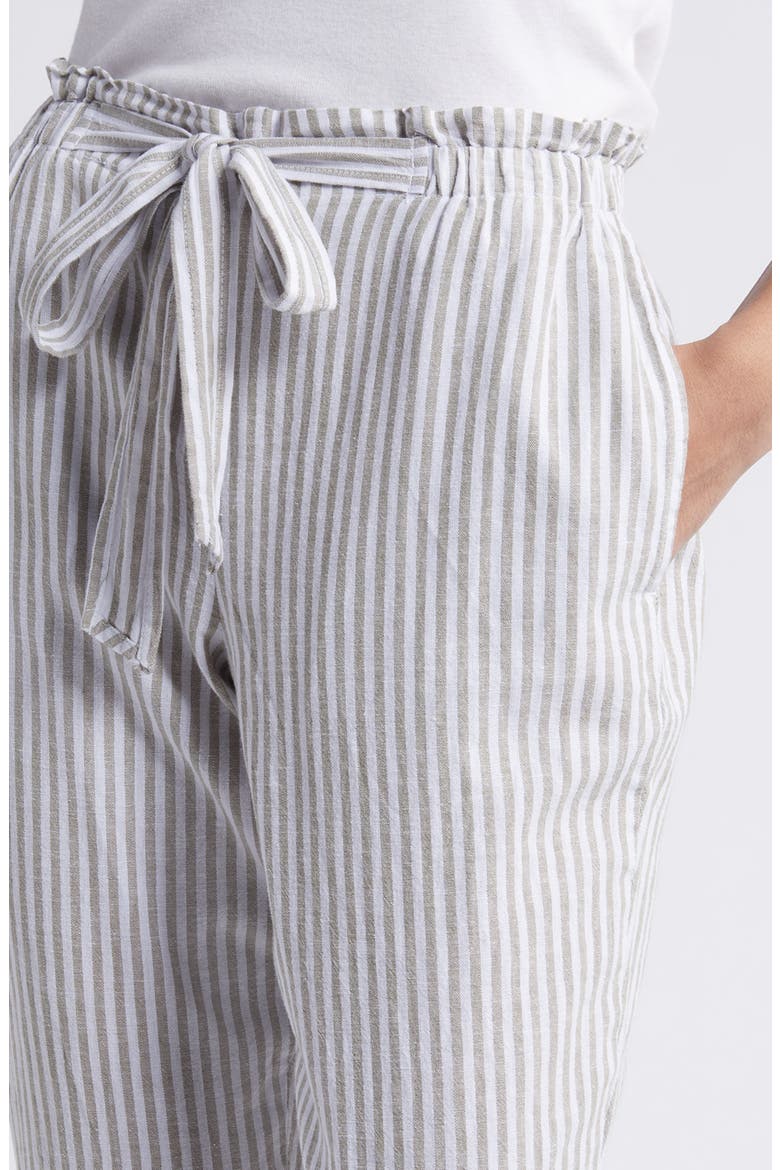 Giavanna Stripe Tapered Linen & Cotton Pants, Alternate, color, SAGE LEAVES
