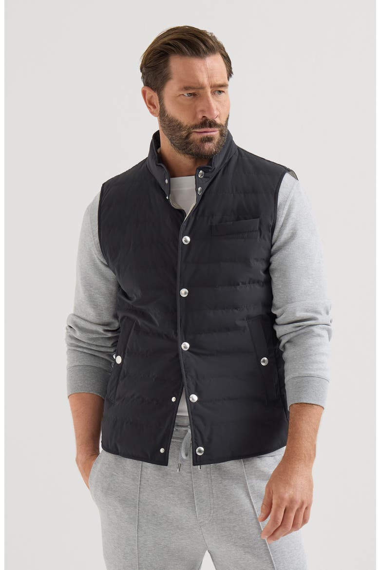 Bonded taffeta lightweight down vest, Main, color, Navy Blue
