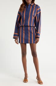 STAUD Cynthia Stretch Cotton Mini Shirtdress
