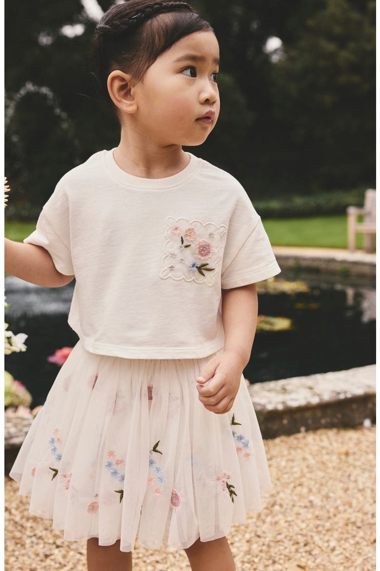 Kids' Graphic T-Shirt & Tulle Skirt Set, Alternate, color, WHITE