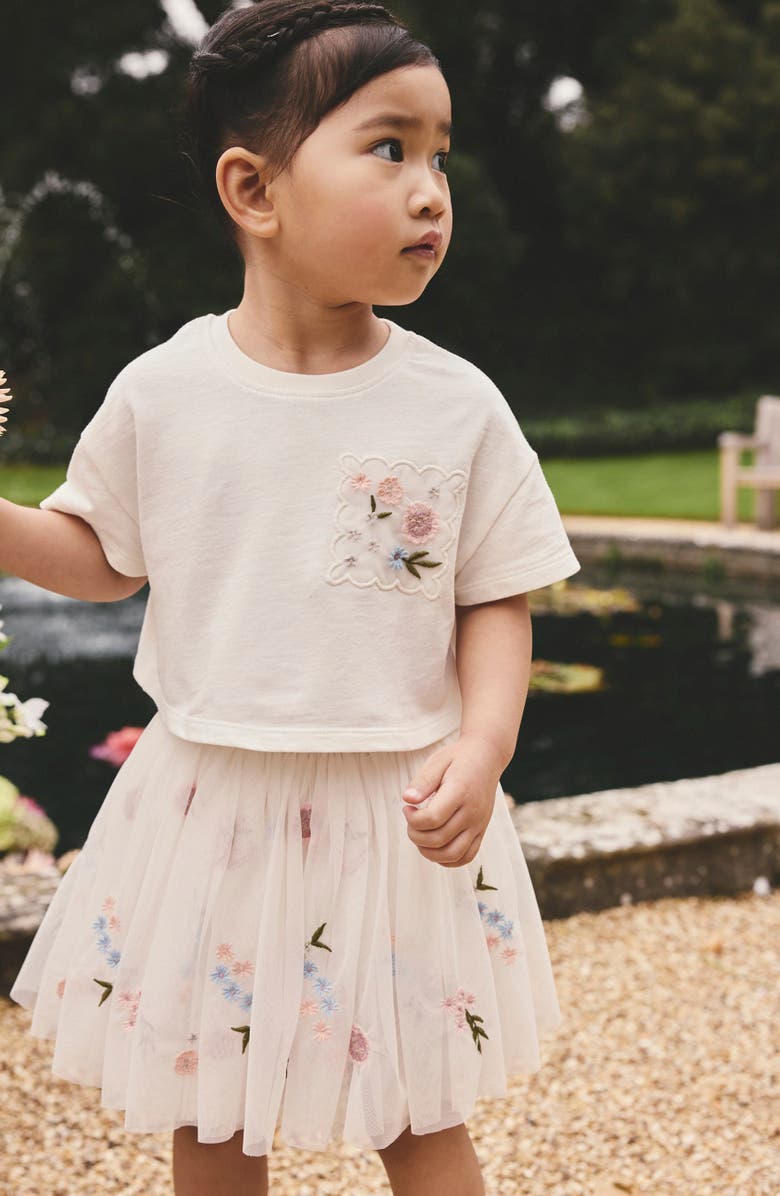 NEXT Kids' Graphic T-Shirt & Tulle Skirt Set, Alternate, color, White