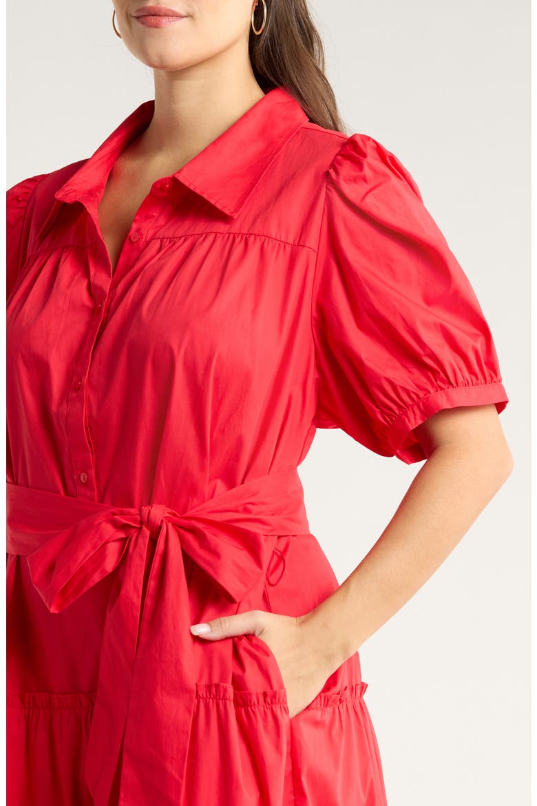 Blate Short Sleeve Shirtdress, Alternate, color, RED