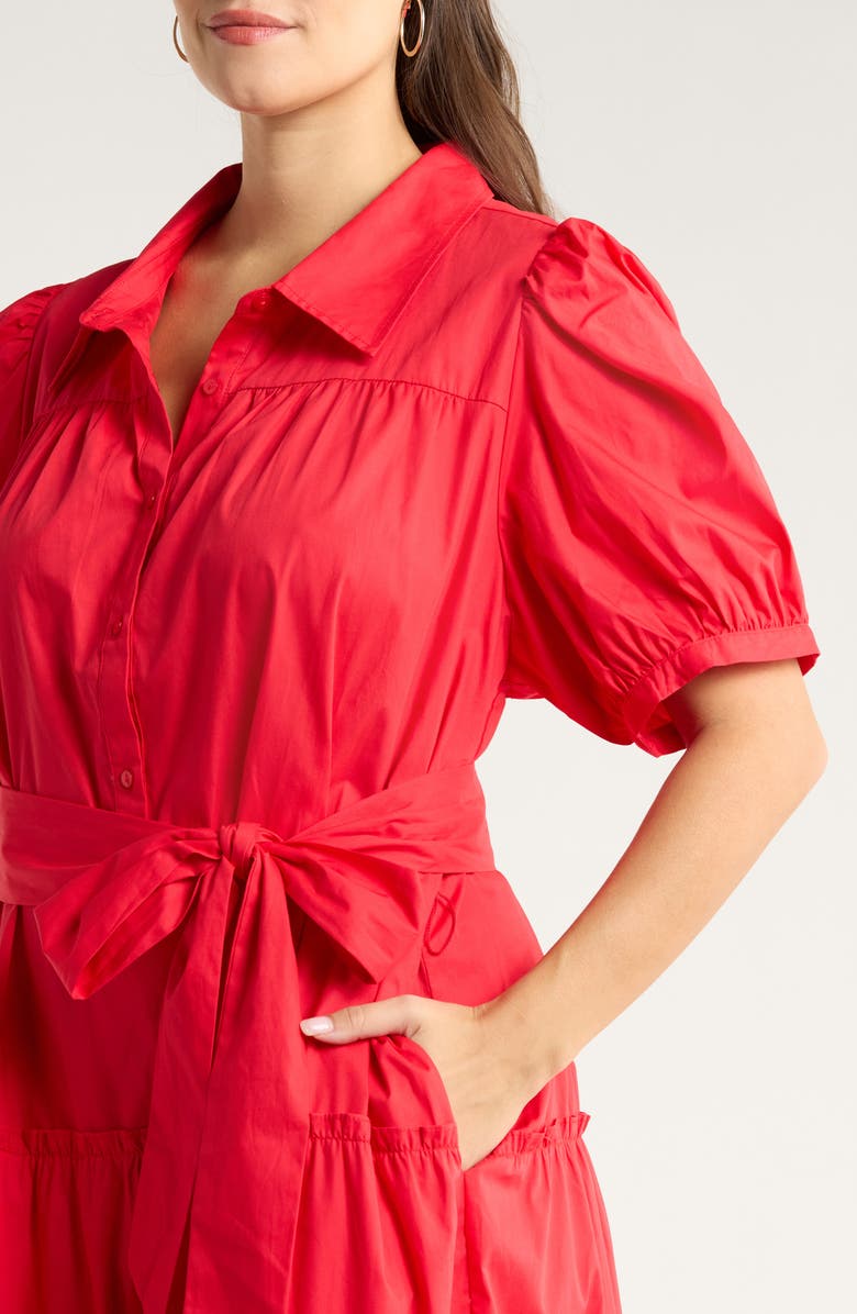 SUGARLIPS Blate Short Sleeve Shirtdress, Alternate, color, Red