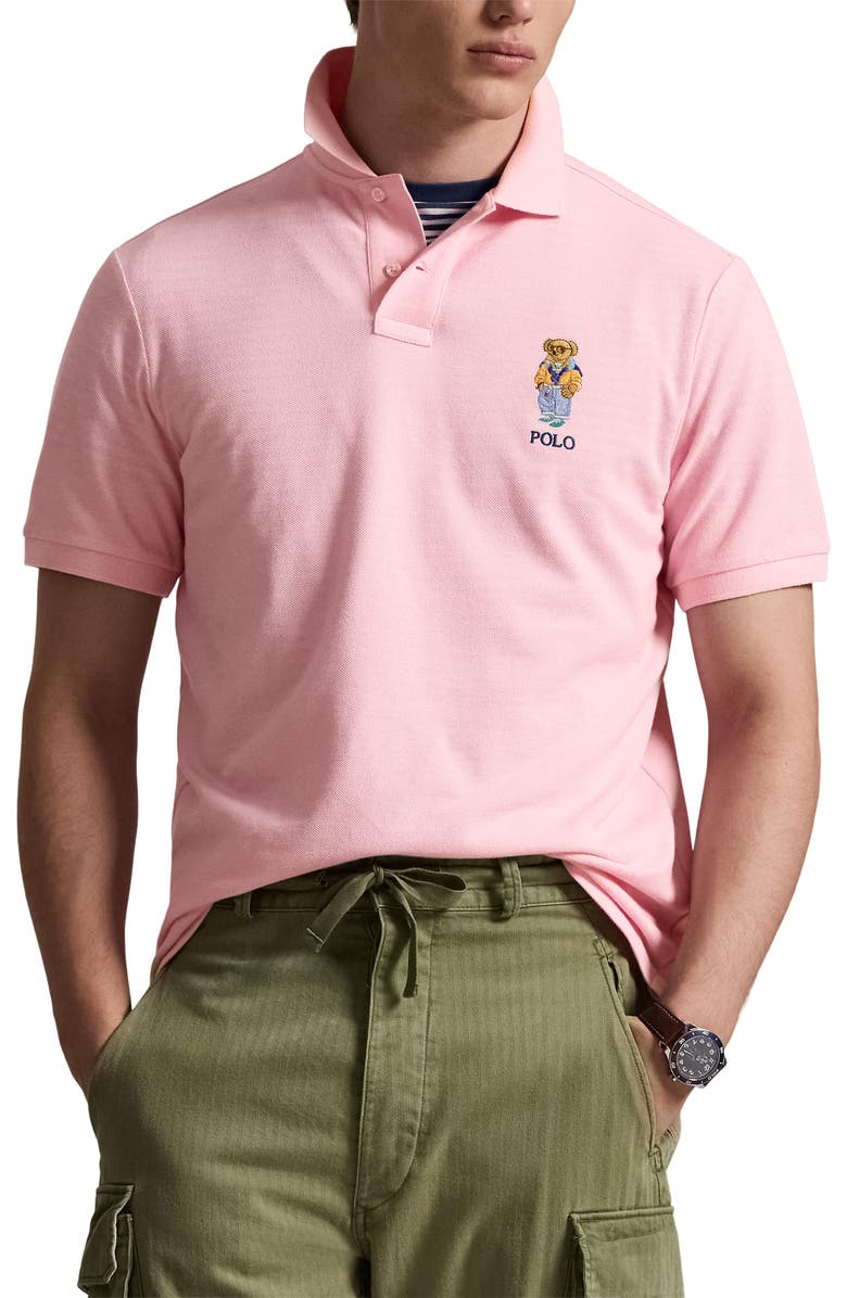 Polo Ralph Lauren Classic Fit Polo Bear Cotton Piqué Polo, Main, color, Garden Pink-Summer Bear