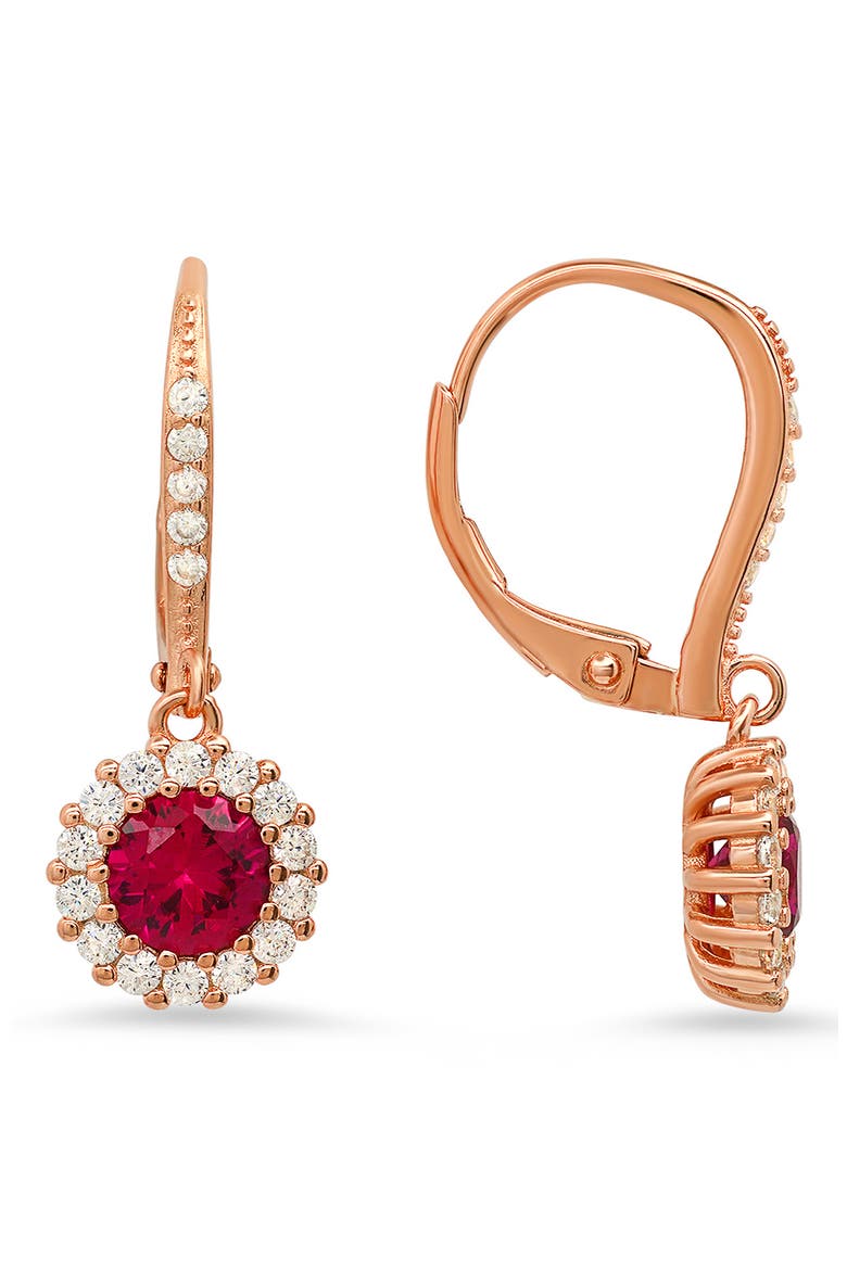 14K Gold Plate Sterling Silver CZ Drop Earrings, Main, color, ROSE GOLD