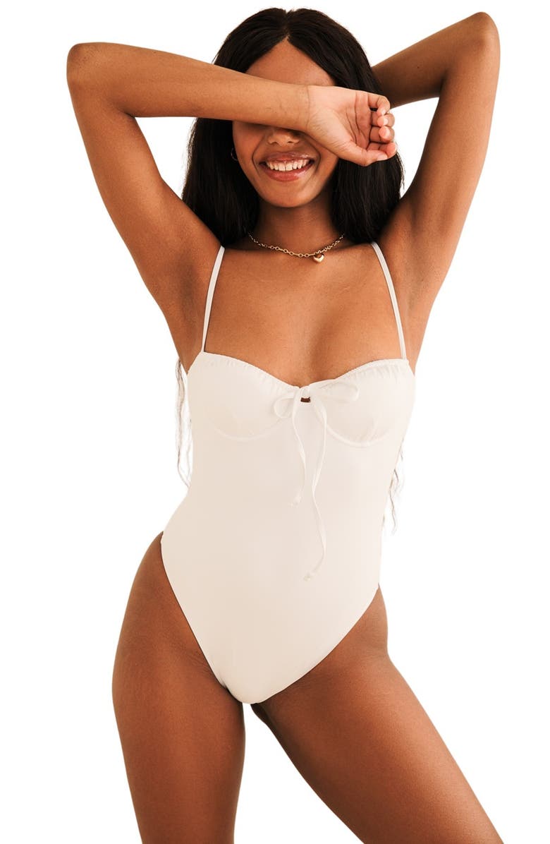 Dippin Daisys Forever Cheeky One Piece, Main, color, White
