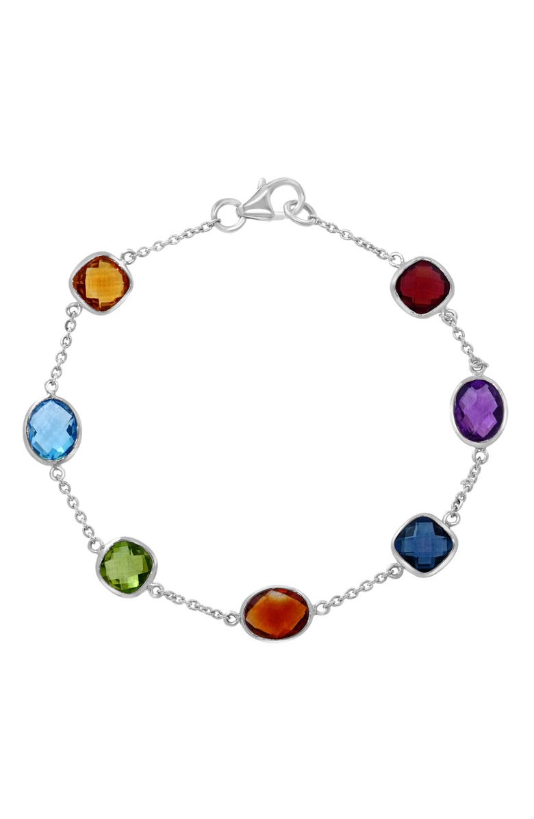 EFFY Sterling Silver Semiprecious Gemstone Station Chain Bracelet, Main, color,