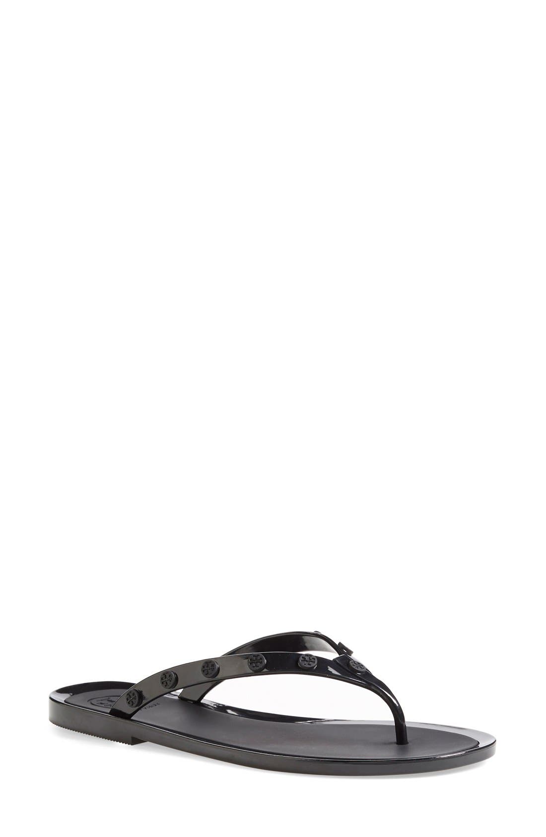 Tory Burch Logo Studded Jelly Flip Flop, Main, color, 