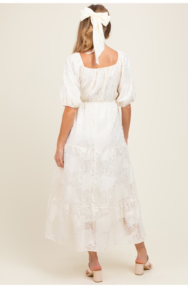 PinkBlush Leaf Textured Tiered Midi Dress, Alternate, color, Cream