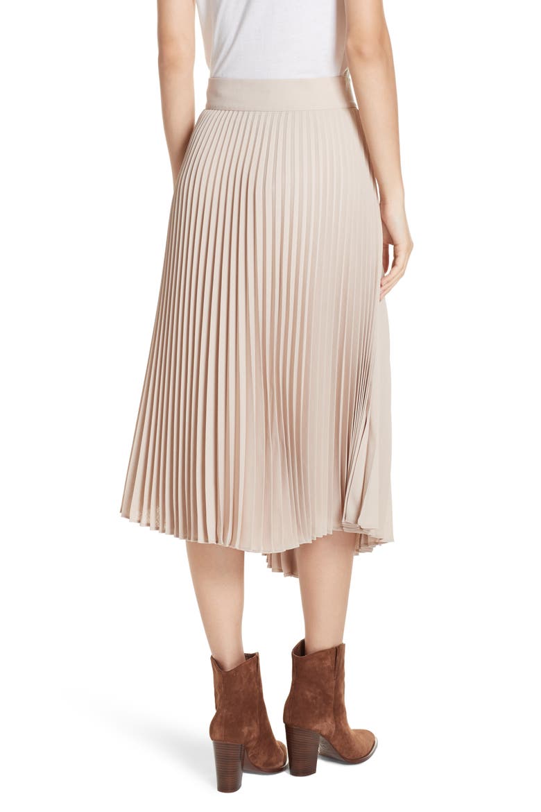 Asymmetric Hem Pleated Skirt, Alternate, color, STONEWARE