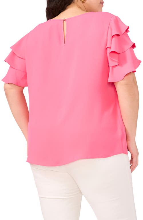 Vince Camuto Tiered Ruffle Sleeve Top In Pink