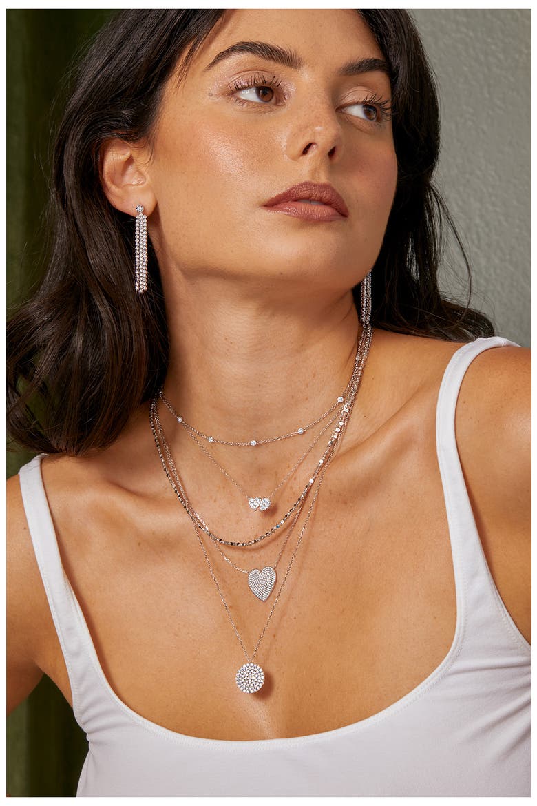 Pavé Diamond Heart Pendant Necklace (Nordstrom Exclusive), Alternate, color, 18K WHITE GOLD