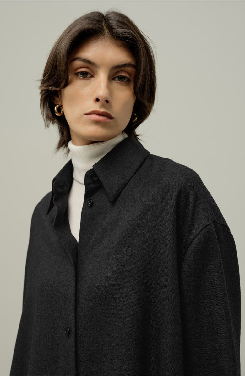 Lilysilk Silk-Wool Oversized Warm Shirt, Alternate, color, Thunder