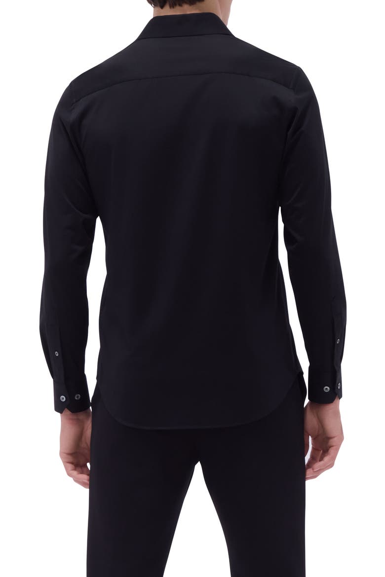OoohCotton® Solid Button-Up Shirt, Alternate, color, BLACK