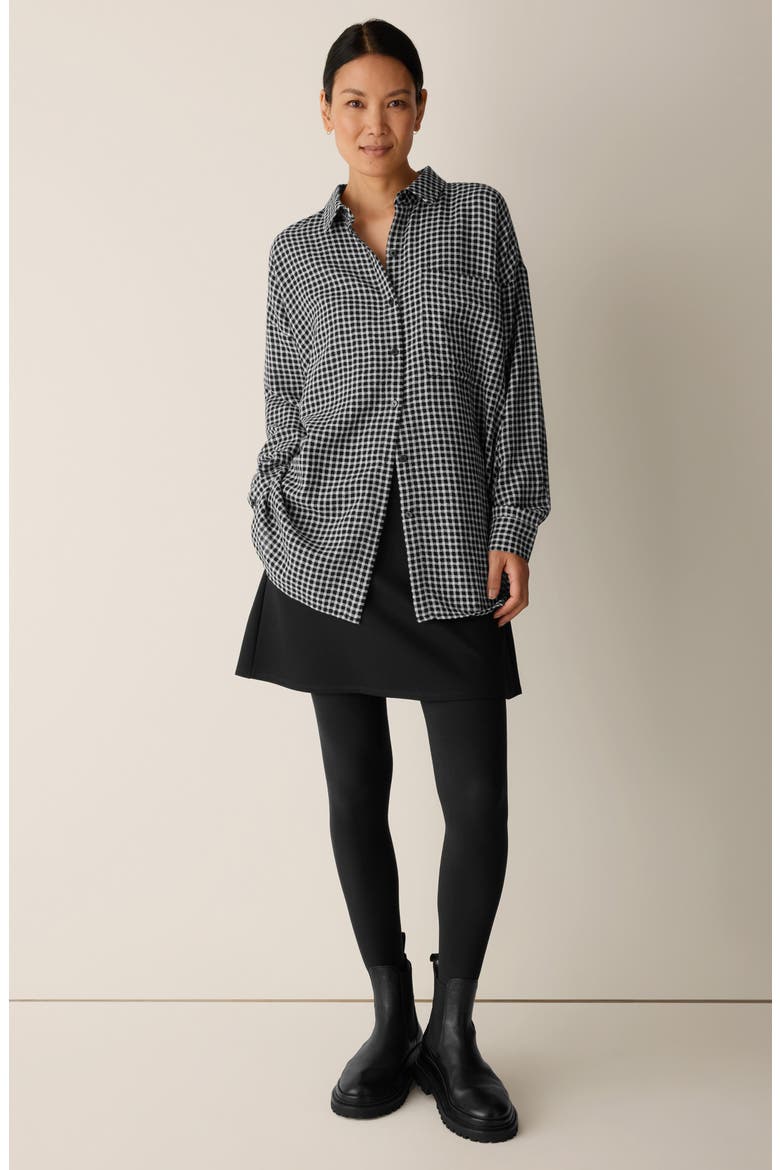 Classic Collar Longline Button-Up Shirt, Alternate, color, BLACK