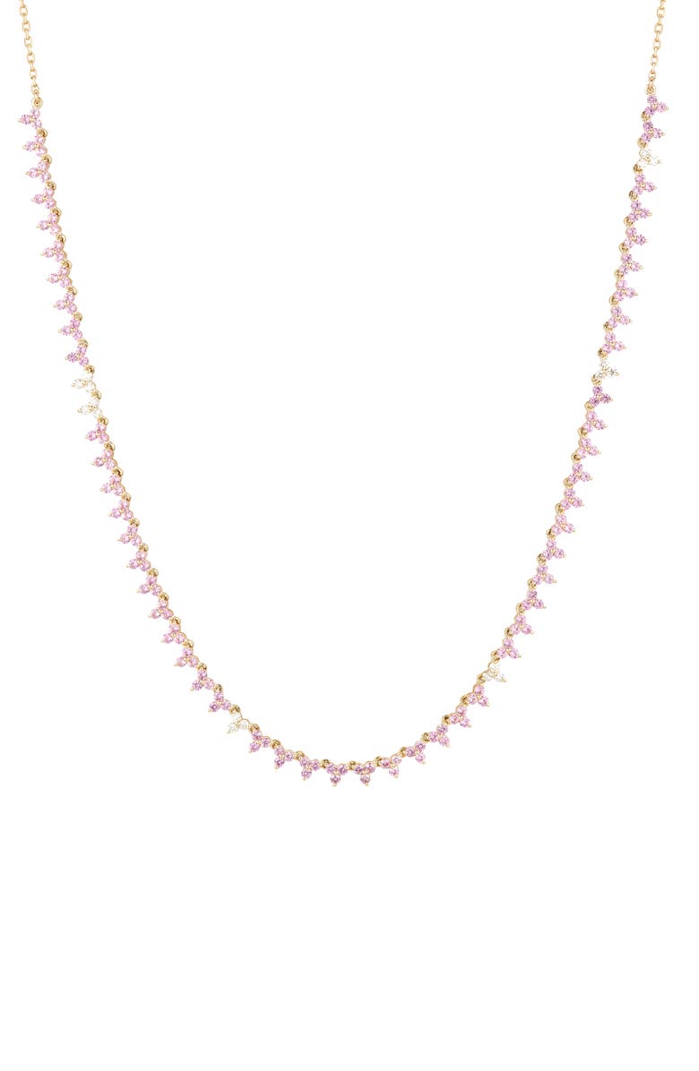 Adina Reyter 14K Gold Pink Sapphire & Diamond Necklace, Main, color, Yellow Gold
