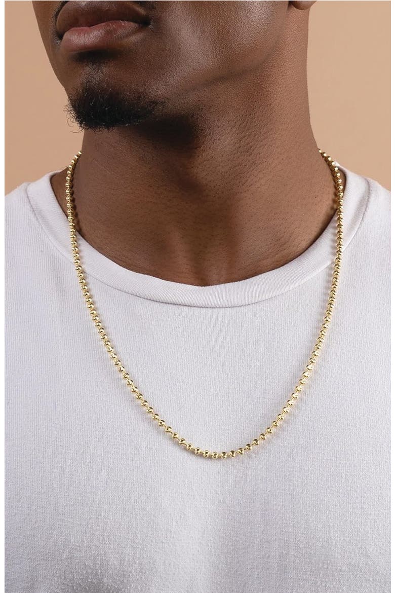 Gold Plated Sterling Silver Moon Ball Chain Necklace, Alternate, color, GOLD