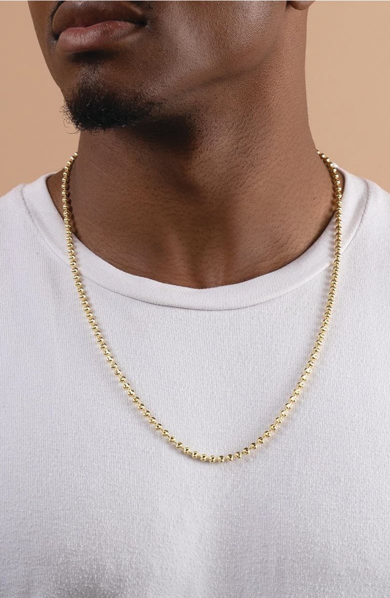 BEST SILVER Gold Plated Sterling Silver Moon Ball Chain Necklace, Alternate, color, Gold