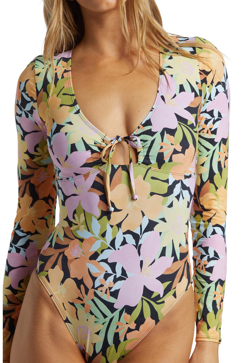 Mas Floral Long Sleeve One-Piece Swimsuit, Alternate, color, MULTI