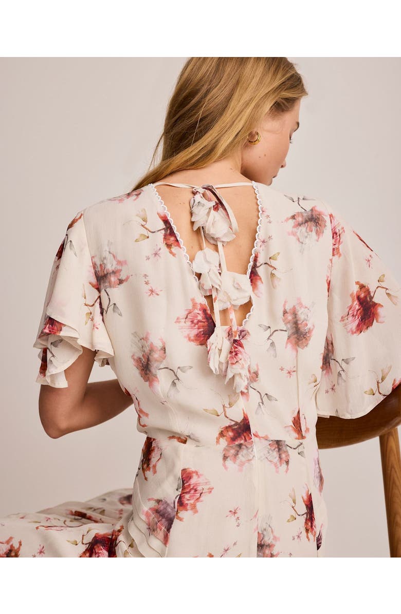MINT VELVET Soft Bloom Button-Front Midi Dress, Alternate, color, Cream